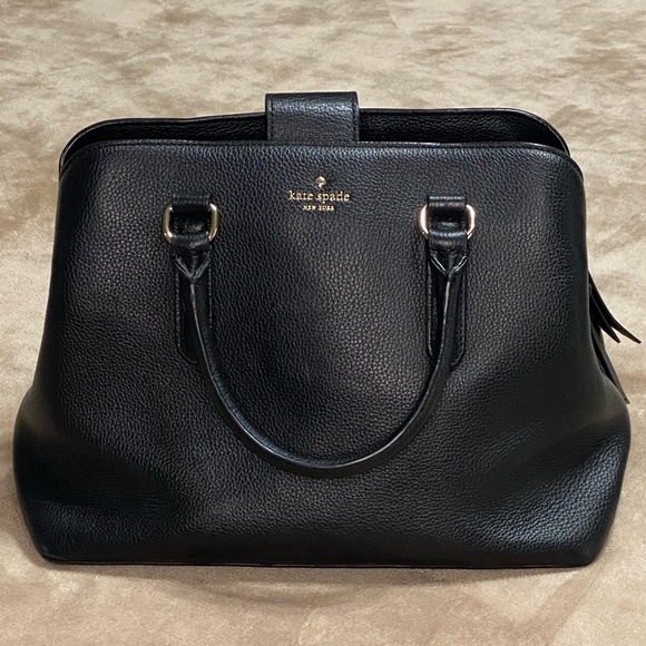 Kate Spade Evangeline Black Leather Satchel Bag Purse